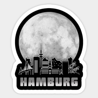 Hamburg Germany Skyline Full Moon Sticker